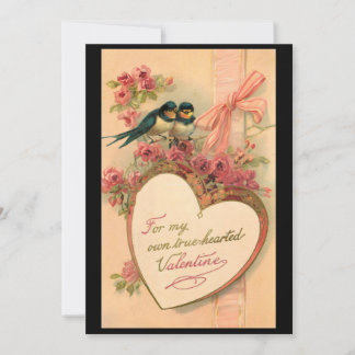 Vintage Vögel - Valentinstag Feiertagskarte