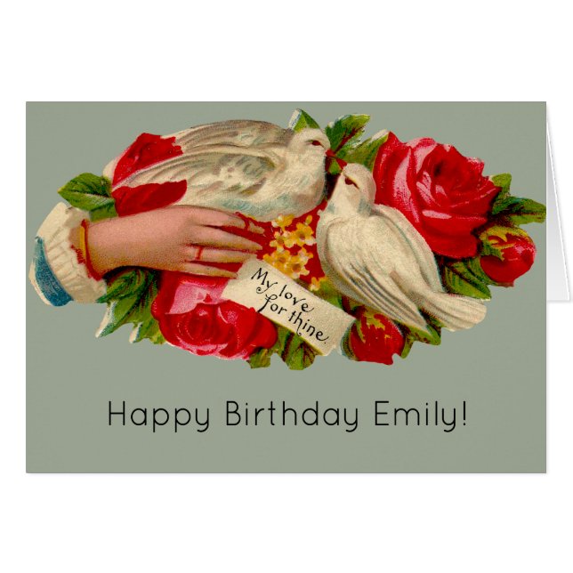 Vintage Vögel Viktorianische Liebe Taube Klassisch (Vorderseite (Horizontal))