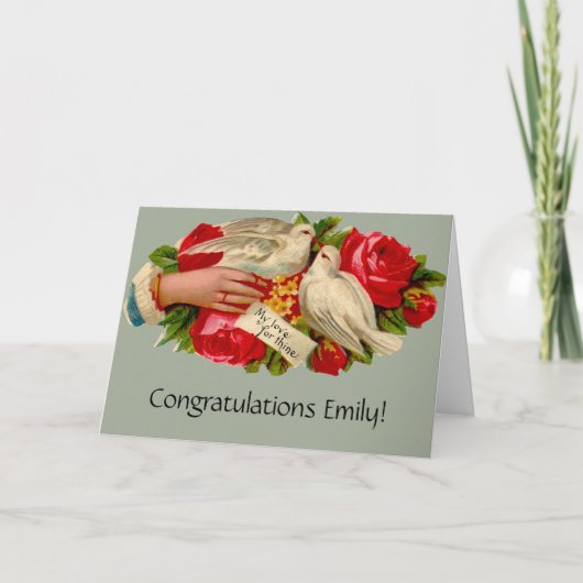 Vintage Vögel Viktorianische Liebe Taube Klassisch Karte (Vorderseite)