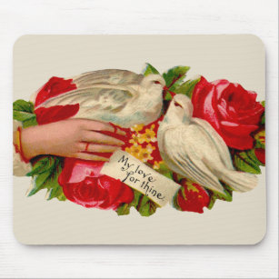 Vintage Vögel Viktorianische Liebe Taube Klassisch Mousepad