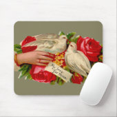 Vintage Vögel Viktorianische Liebe Taube Klassisch Mousepad (Mit Mouse)