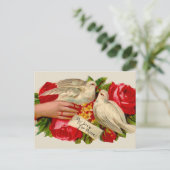 Vintage Vögel Viktorianische Liebe Taube Klassisch Postkarte (Stehend Vorderseite)