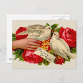 Vintage Vögel Viktorianische Liebe Taube Klassisch Postkarte (Vorne/Hinten)