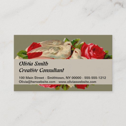 Vintage Vögel Viktorianische Liebe Taube Klassisch Visitenkarte (Vorderseite)