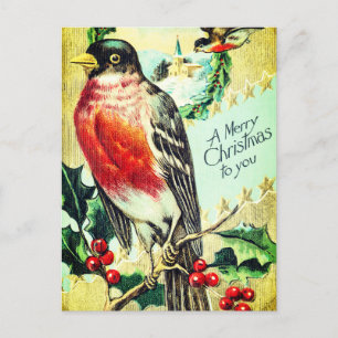Vintage-Vogel-Weihnachten Feiertagspostkarte