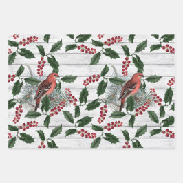 Vintage Vögel Weihnachten Geschenkpapier Set