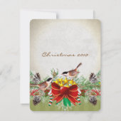 Vintage Vögel Weihnachts-Abendessen Einladung Part (Rückseite)