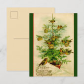 Vintage Vögel Weihnachtsgrüße Gruß Postkarte (Vorne/Hinten)