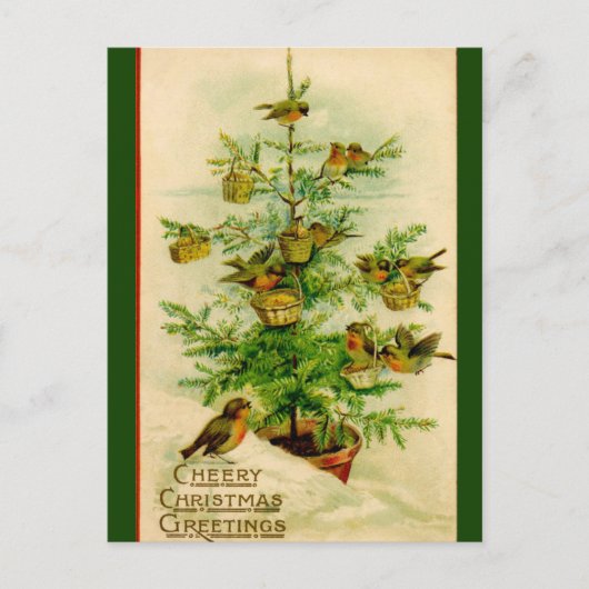 Vintage Vögel Weihnachtsgrüße Gruß Postkarte (Vorderseite)