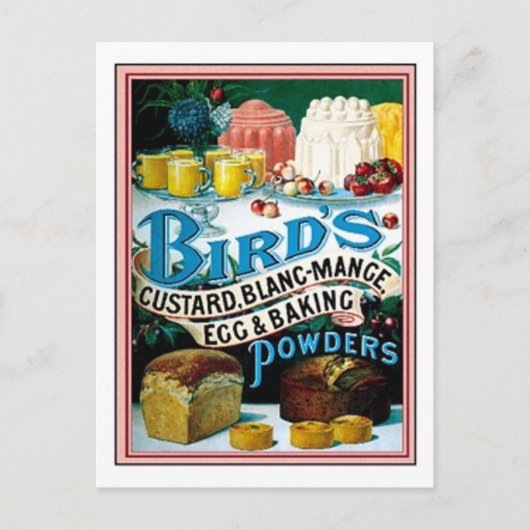Vintage Vögel - Zoll, Eier und Backwaren Postkarte (Vorderseite)