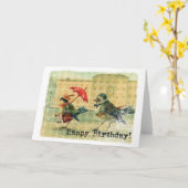 Vintage Vögel zum Geburtstag Karte (Gelbe Blume)