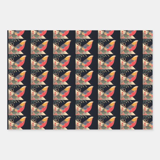 Vintage Vogelart Geschenkpapier Set (Vorderseite 2)