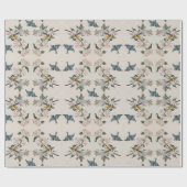 Vintage Vogelarten auf einer Apfelbaumkunst Geschenkpapier (Flach)
