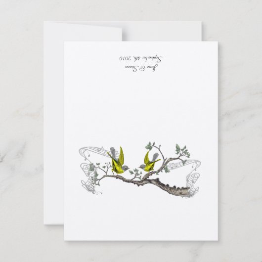 Vintage Vogelarten Gelbe und Graue Platzkarten (Vorderseite)