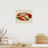 Vintage Vogelarten Viktorianische Liebe Tauben Poster (Küche)