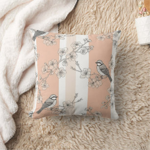 Vintage-Vogelblüten-Toile-Streifen (10) Kissen
