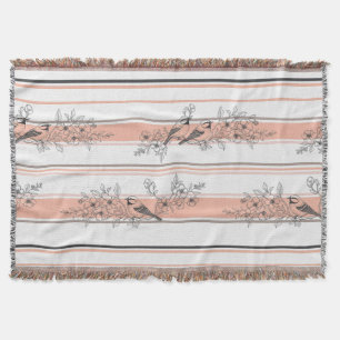 Vintage-Vogelblüten-Toile-Streifen (12) Decke
