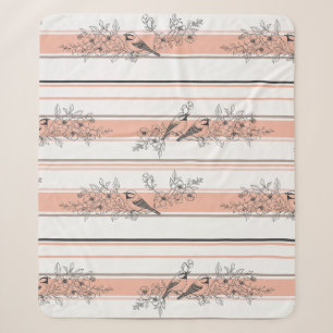 Vintage-Vogelblüten-Toile-Streifen (12) Sherpadecke