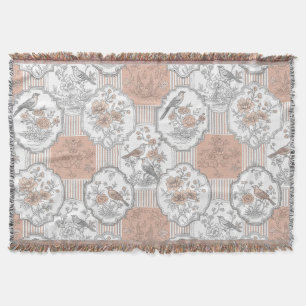 Vintage-Vogelblüten-Toile-Streifen (3) Decke