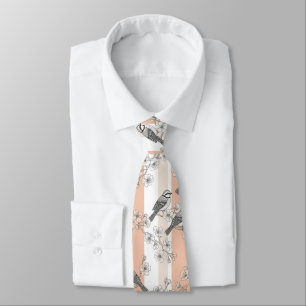 Vintage-Vogelblüten-Toile-Streifen (5) Krawatte