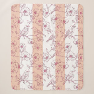 Vintage-Vogelblüten-Toile-Streifen (8) Sherpadecke