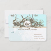 Vintage Vogelbronze-Scroll-Hochzeit RSVP Karte (Rückseite)
