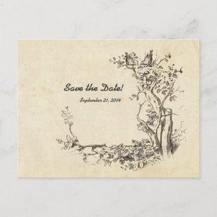Vintage Vogelcreme Save the Date Ankündigungspostkarte