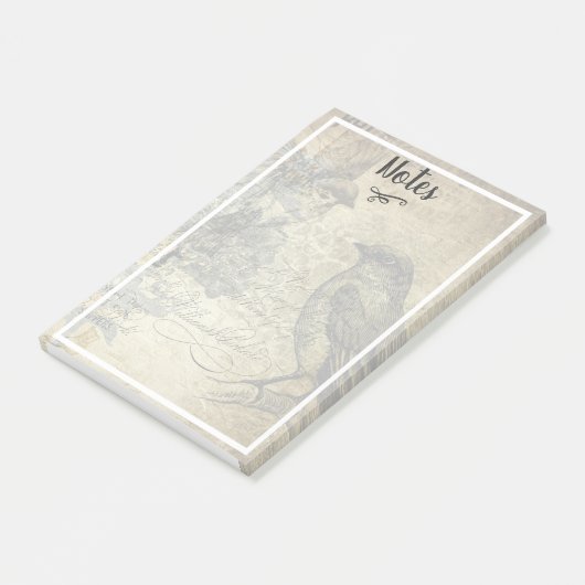 Vintage Vogeldarstellung Post-it Klebezettel (angewinkelt)