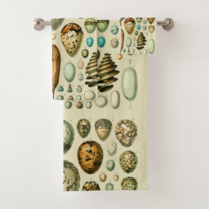 Vintage Vogeleier - Französisches Fischeier Art Badhandtuch Set