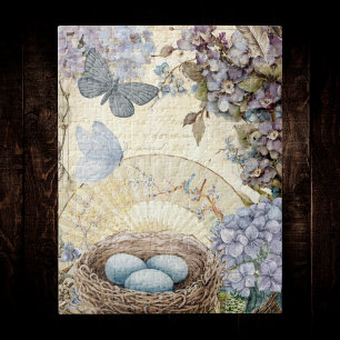 Vintage Vogeleier und Hydrangea der Nester Puzzle