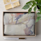 Vintage Vogelgeflügel - Rotbrüste auf einem Zweig Seidenpapier (Geschenk)