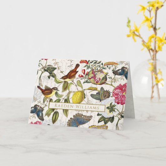 Vintage Vogelgrippe Karte (Gelbe Blume)