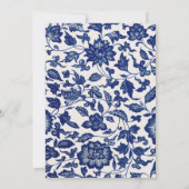 Vintage Vogelhochzeit Einladung in Elegantes Blau (Rückseite)