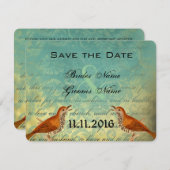 Vintage Vogelhochzeit Save the Date (Vorne/Hinten)