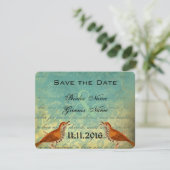 Vintage Vogelhochzeit Save the Date (Stehend Vorderseite)