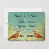 Vintage Vogelhochzeit Save the Date (Vorderseite)