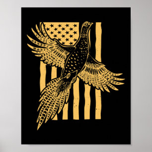 Vintage Vogeljagd unter amerikanischer Flagge Poster