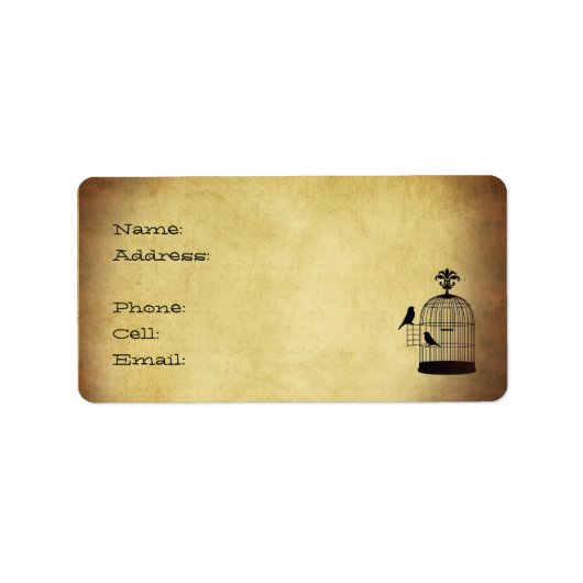Vintage Vogelkäfig-Briefmarke. Adressaufkleber (Vorne)