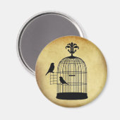 Vintage Vogelkäfig-Briefmarke. Magnet (Vorderseite/Rückseite)