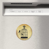 Vintage Vogelkäfig-Briefmarke. Magnet (In Situ (Geschirrspüler))