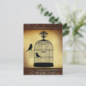Vintage Vogelkäfig-Briefmarke. Postkarte (Stehend Vorderseite)