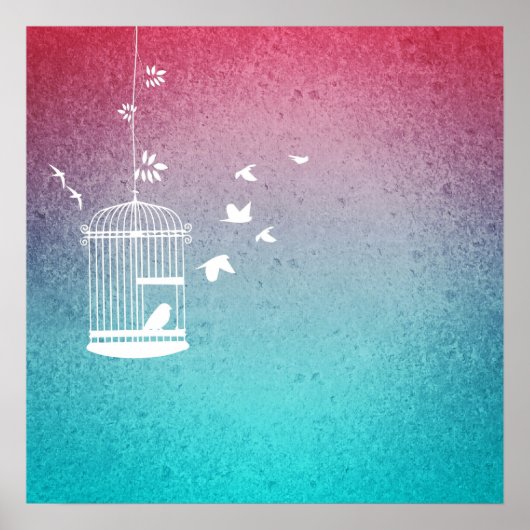 Vintage Vogelkäfige und Vögel Poster (Vorne)