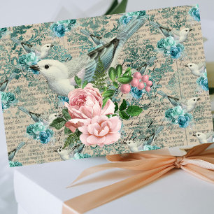 Vintage Vogelkunst, Blume Altbriefpapier Seidenpapier