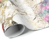 Vintage Vogelkunst, Blume, Schmetterlinge Alte Buc Geschenkpapier (Rolleneckpunkt)