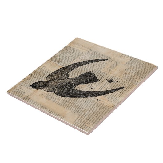 Vintage Vogelkunst Fliese (Seite)