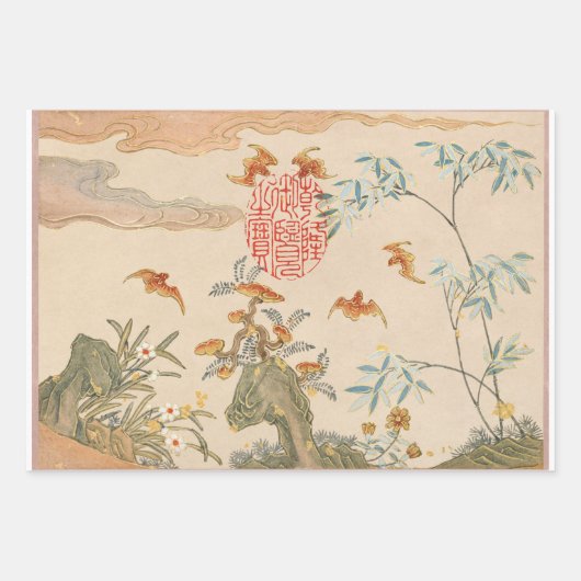 Vintage Vogelkunst Geschenkpapier Set (Vorderseite)