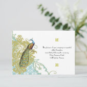 Vintage Vogellager-Endive-Damaskus-Empfang-Karte Einladung (Stehend Vorderseite)