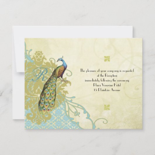 Vintage Vogellager-Endive-Damaskus-Empfang-Karte Einladung (Vorderseite)