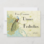 Vintage Vogellager-Endive-Damaskus-Empfang-Karte Einladung (Rückseite)