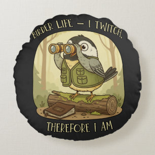 Vintage Vogelleben – Ich zucke, also bin ich Rundes Kissen